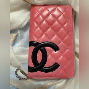CHANEL Pink Quilted Leather Wallet